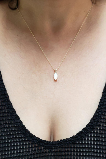 14Kt Gold Opal Marquise Pendant Necklace