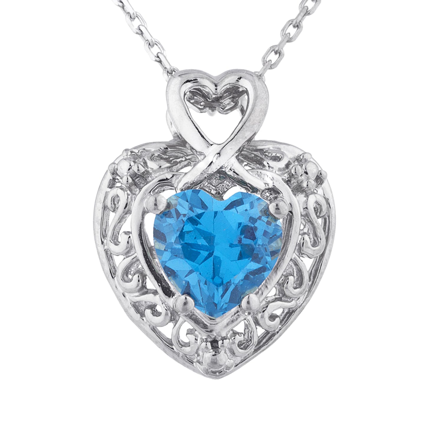 1.5 Ct London Blue Topaz Heart Design Pendant .925 Sterling Silver