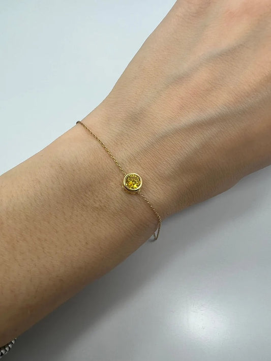 14Kt Gold Citrine Bezel Bracelet