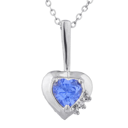 Tanzanite & Diamond Heart Pendant .925 Sterling Silver