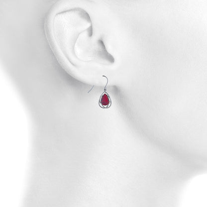 4 Ct Garnet Pear Teardrop Design Dangle Earrings .925 Sterling Silver