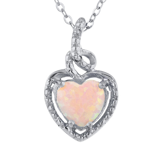 Pink Opal Heart Design Pendant .925 Sterling Silver