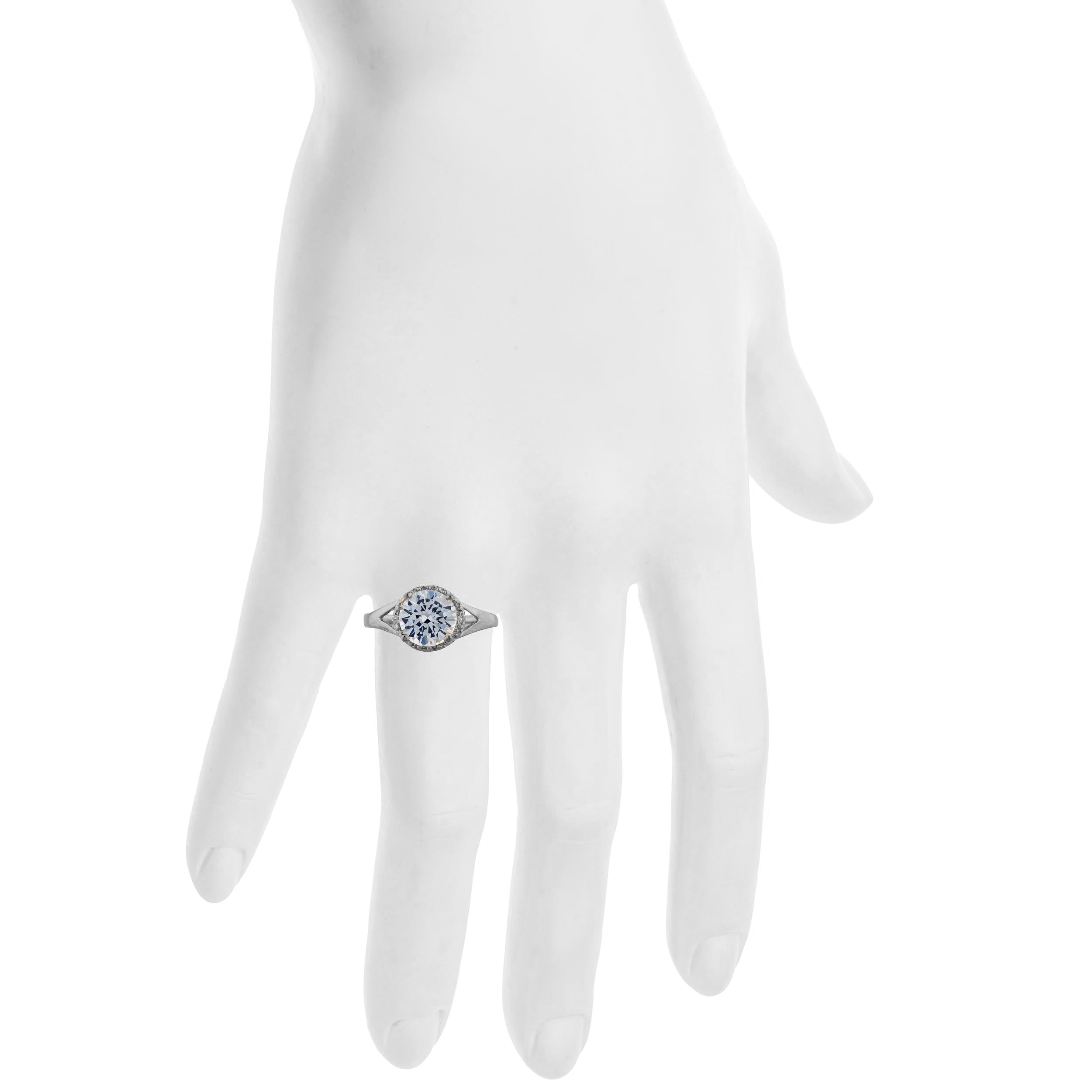 14Kt Gold 2 Ct White Sapphire & Diamond Halo Design Round Ring