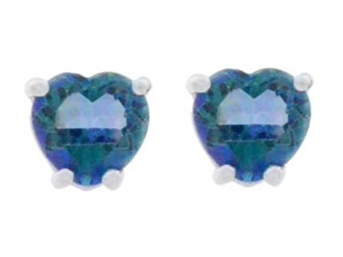 2 Ct Blue Mystic Topaz Heart Stud Earrings .925 Sterling Silver