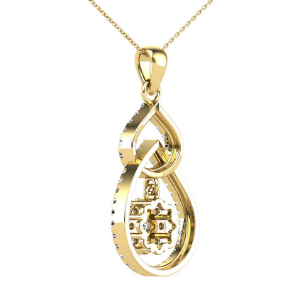 14Kt Yellow Gold 0.31 Ct Genuine Natural Diamond Floating Pendant Necklace