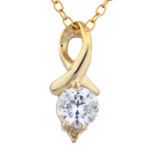 14Kt Yellow Gold Plated Zirconia & Diamond Round Design Pendant