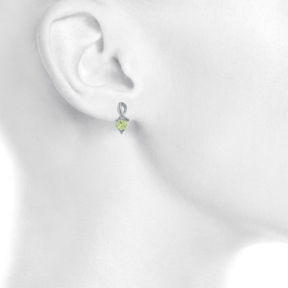 1 Ct Peridot & Diamond Round Design Stud Earrings .925 Sterling Silver