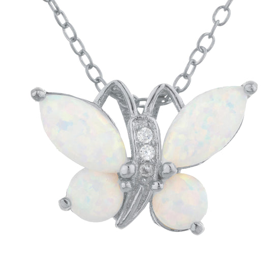 Opal Butterfly Pendant .925 Sterling Silver