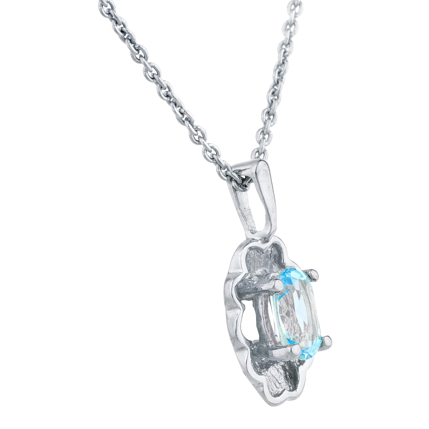 0.50 Ct Blue Topaz Oval Design Pendant .925 Sterling Silver