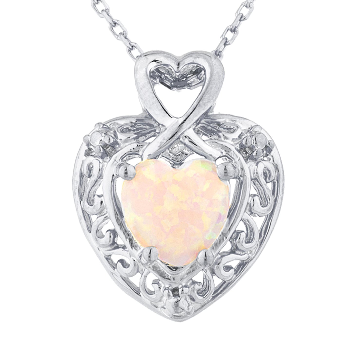 Pink Opal Heart Design Pendant .925 Sterling Silver