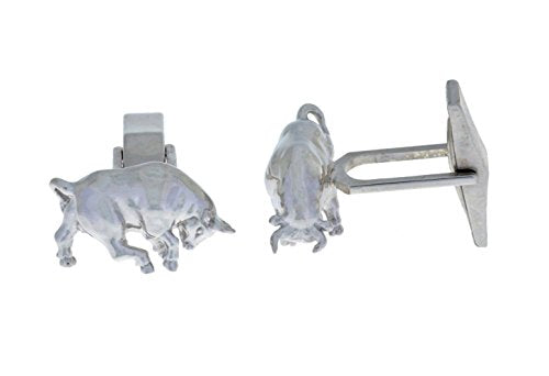 Bull Cufflinks Rhodium Plated