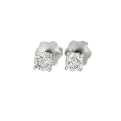 14Kt White Gold 0.30 Ct Genuine Natural Diamond Round Stud Earrings