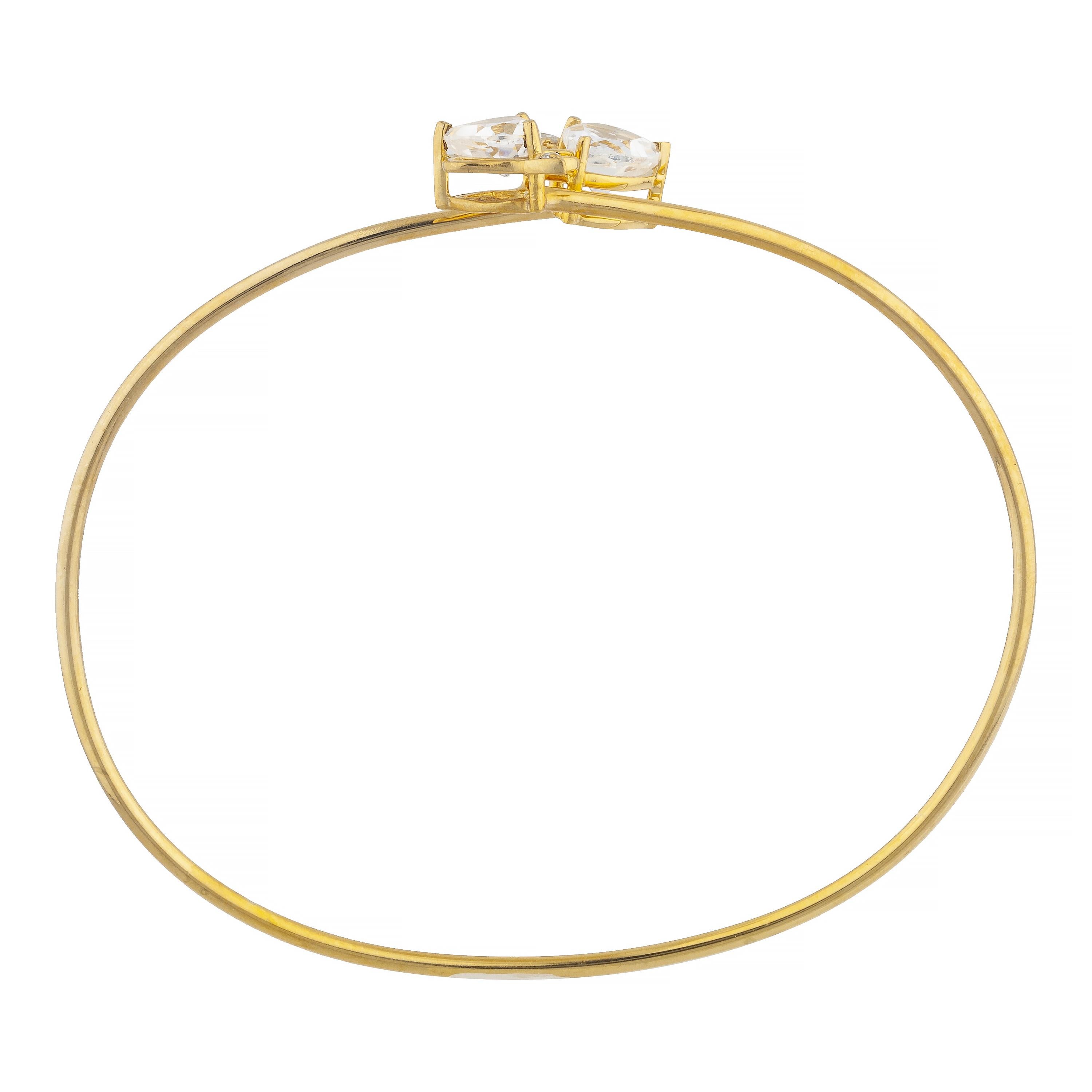 Zirconia & Diamond Devil Heart Bangle Bracelet 14Kt Yellow Gold Rose Gold Silver