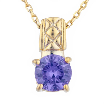 14Kt Yellow Gold Plated Amethyst Round Design Pendant