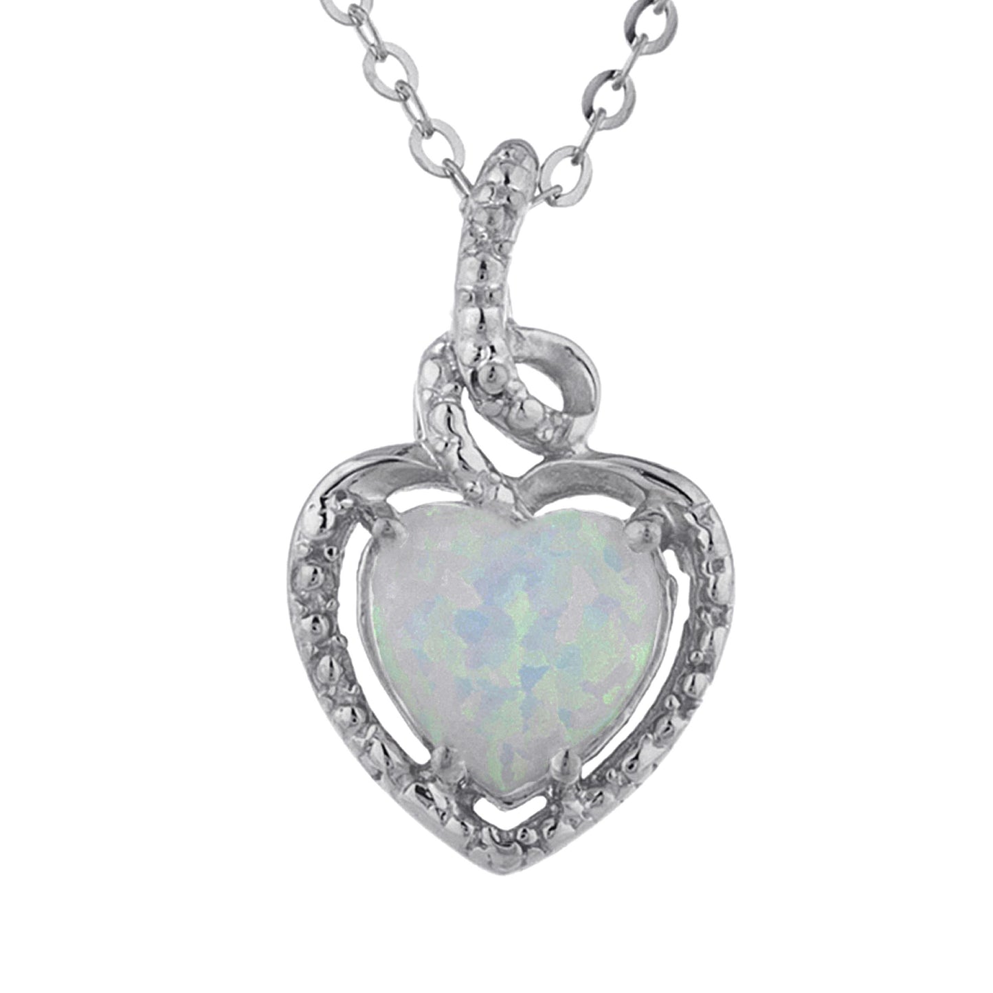 14Kt Gold Opal Heart Design Pendant Necklace