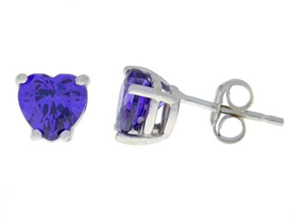 2 Ct Amethyst Heart Stud Earrings 14Kt White Gold