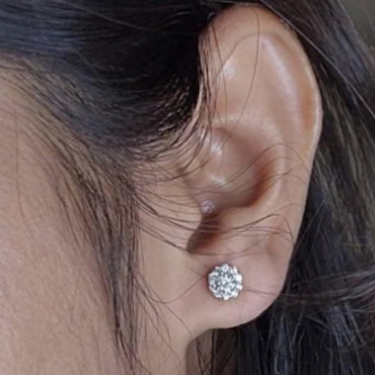 14Kt Gold 0.67 Ct Genuine Natural Diamond Halo Stud Earrings