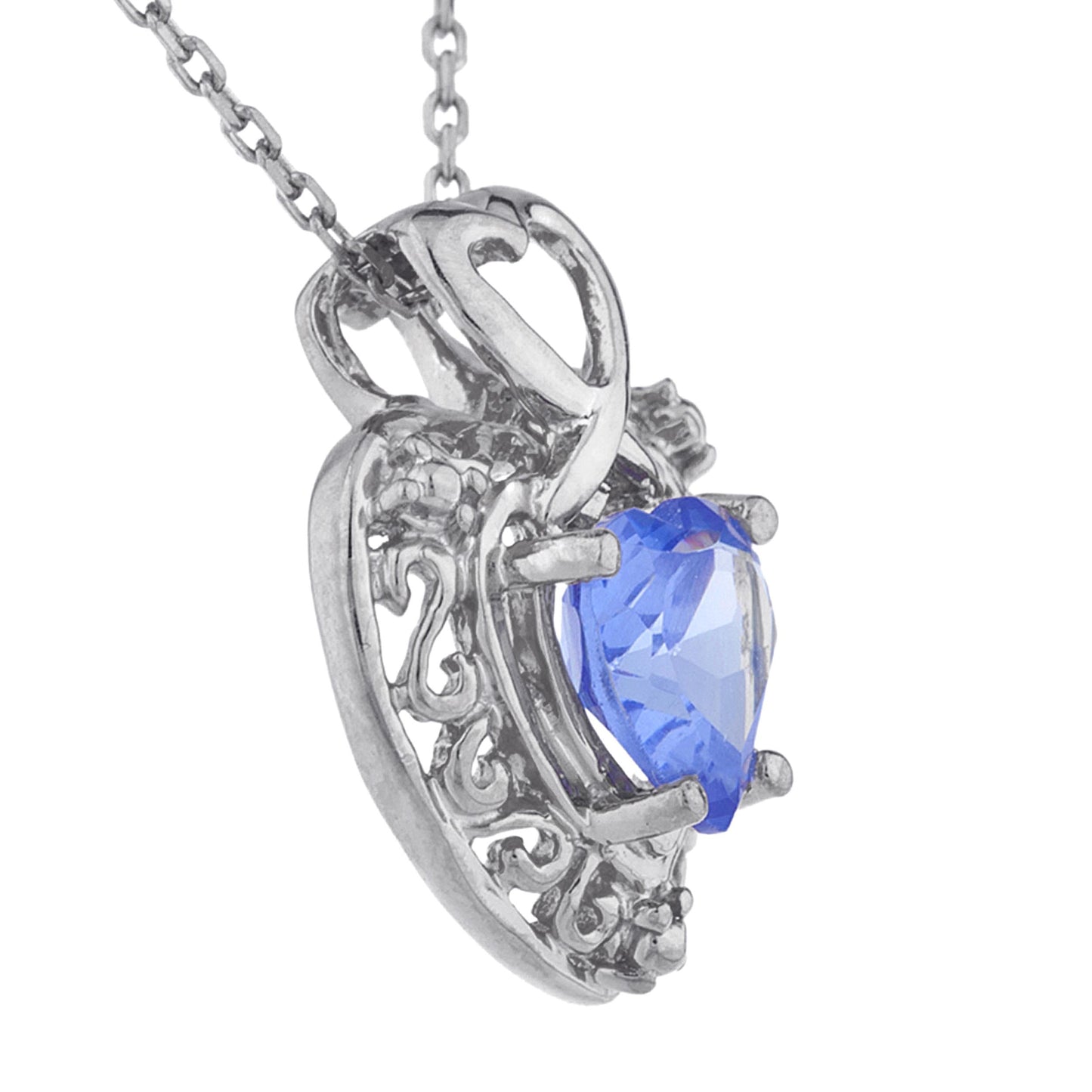 1.5 Ct Tanzanite Heart Design Pendant .925 Sterling Silver